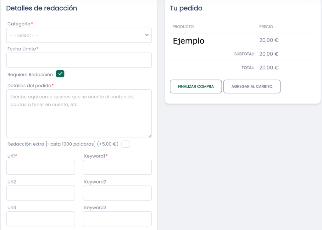 Página de detalles del pedido