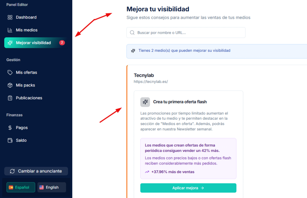 mejora tu visibilidad en el panel de editores de Getalink