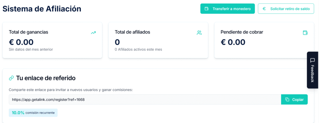 sistema de afiliación de Getalink