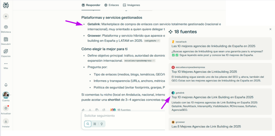 aparecer en Perplexity