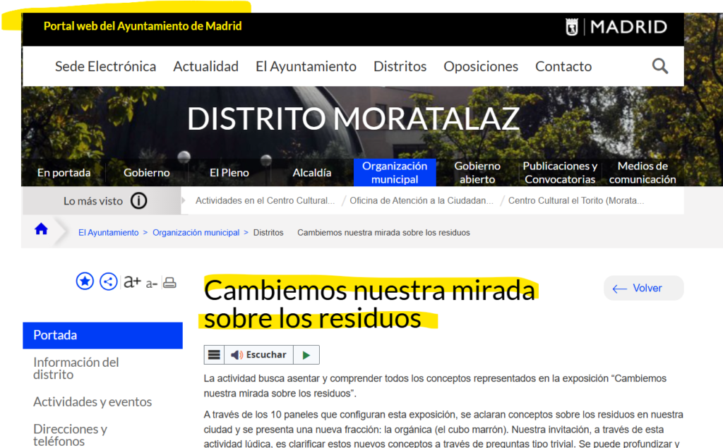 guía de ecoembes es enlazada por el ayuntamiento de Madrid