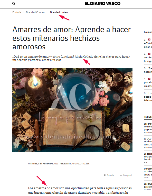 enlaces en medios para alicia collado