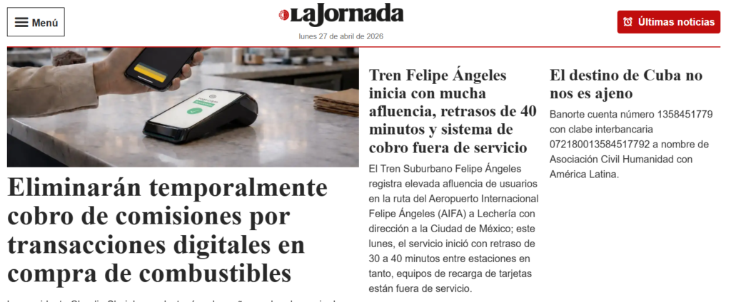 la jornada medio de noticias en México