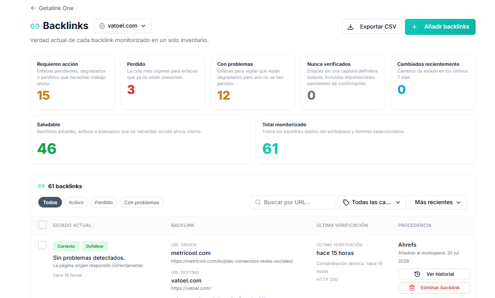 pestaña backlinks de backlink monitor