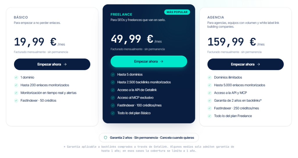 precios backlink manager Getalink One