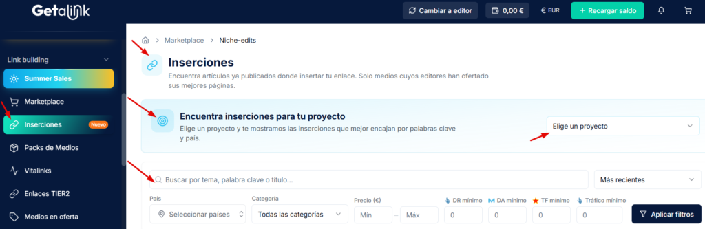 inserciones para anunciantes