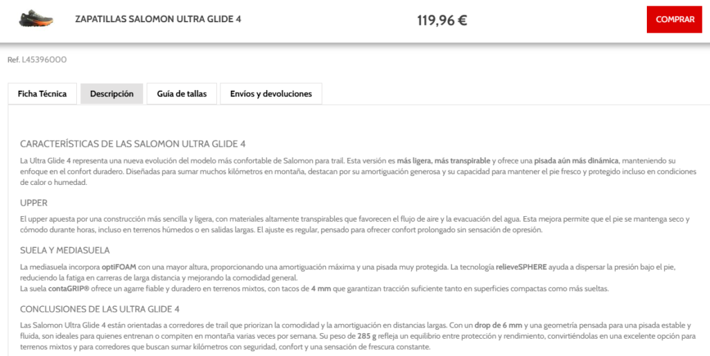 ficha de producto optimizada para GEO